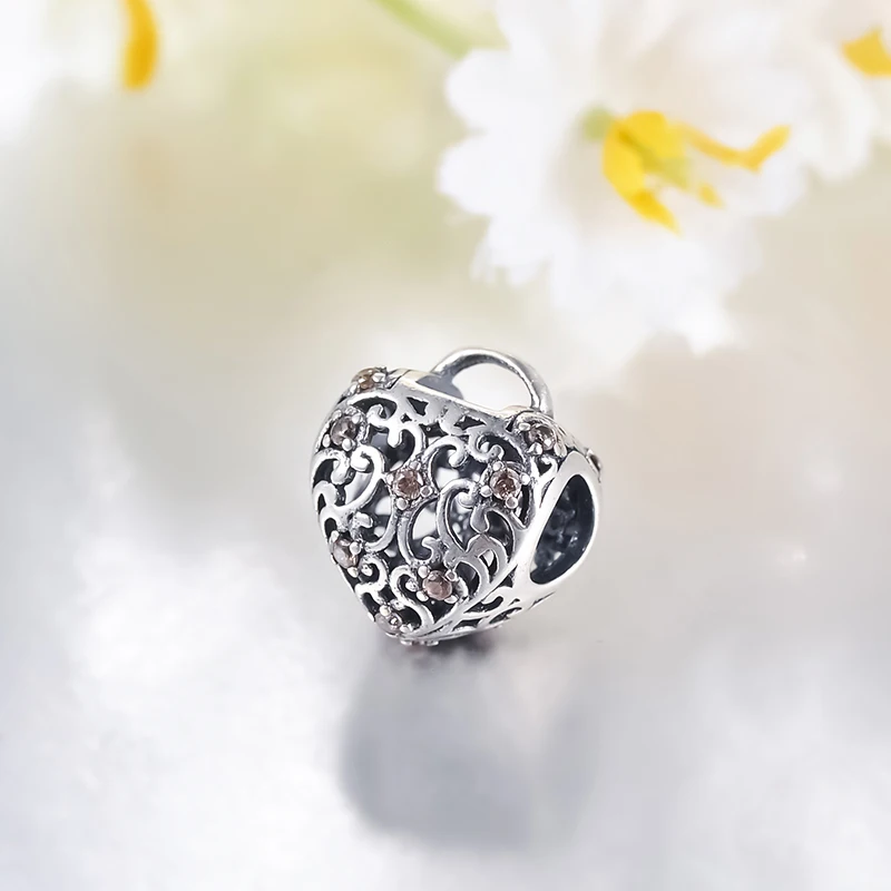 LZESHINE Сердце Ажурное Очарование серебряные бусины 925 пробы AAA кубический цирконий
