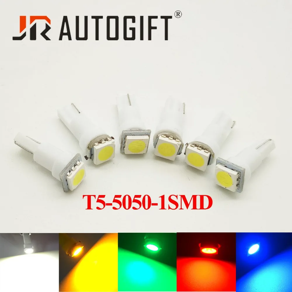 

500pcs T5 W3W W1.2W SMD 5050 T5 17 37 73 74 5050 LED Red/Blue/Green/Yellow Auto LED Lamp Car Dashboard Instrument Light Bulb 12V