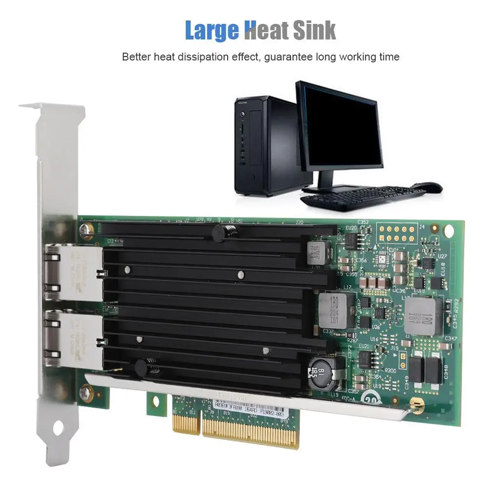 10 Гбит/с PCI E 2 портовый сервер Ethernet сетевой адаптер для intel X540 T2 x8 новый|Сетевые