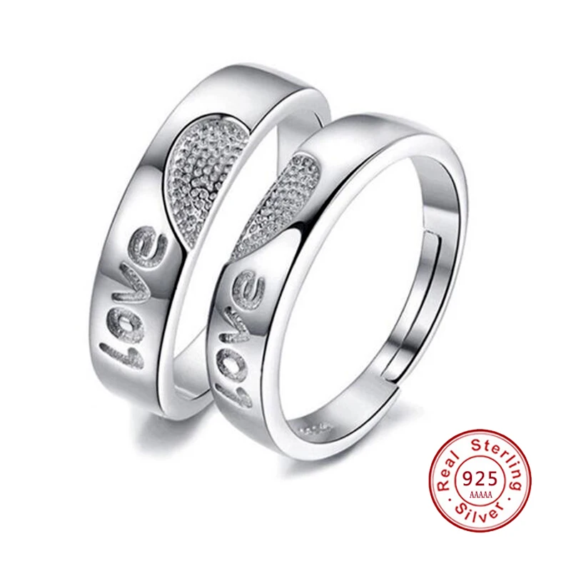 Trendy Wedding Rings 925 Sterling Sliver Couple for Women Men Love Heart Shape Engagement Ring Jewelry Bijoux JN0370 | Украшения и