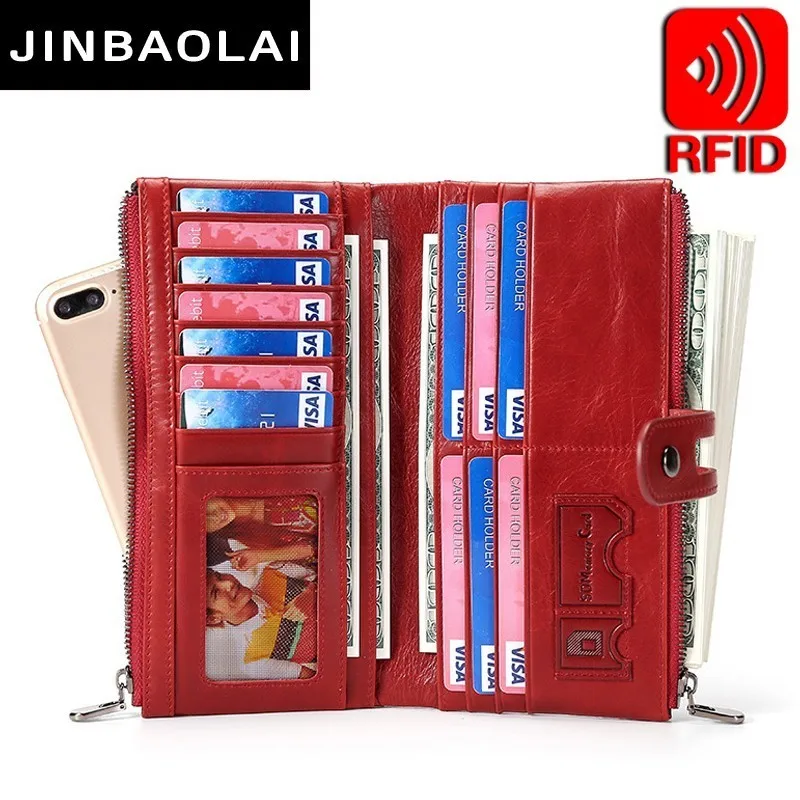 Женские кошельки Дамский клатч из натуральной кожи на молнии с держателем для