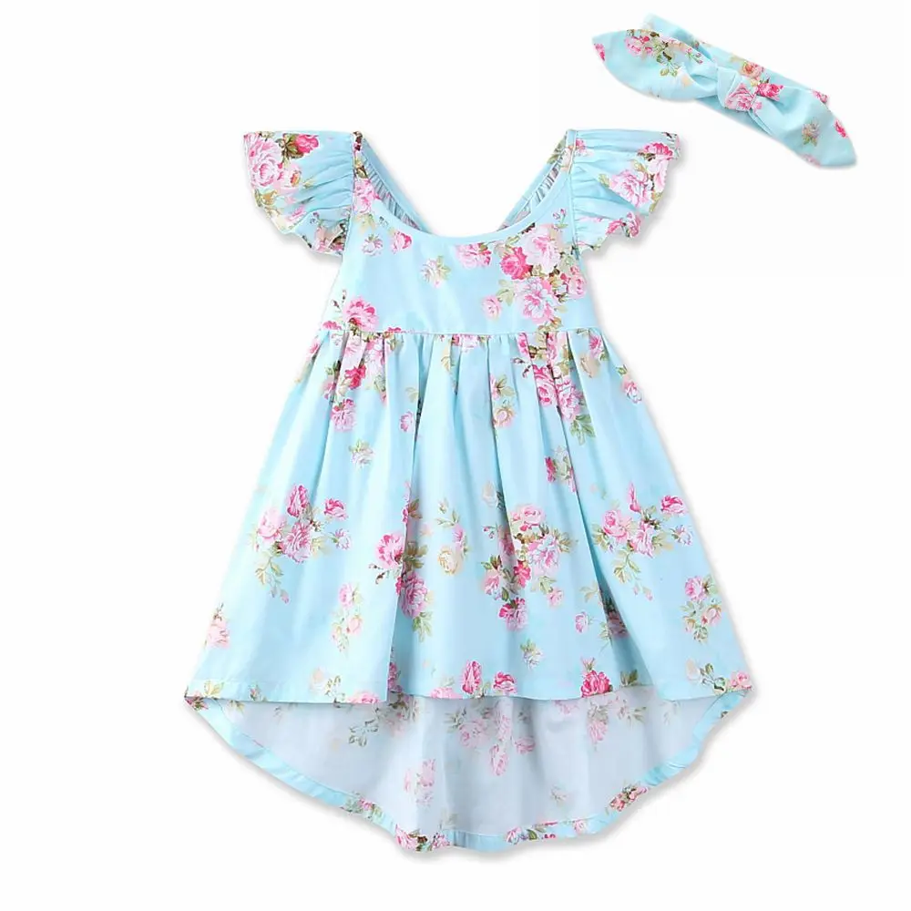 2021 Easter Girls Dress Kids Suspender Floral Princess with Headband Spring Holiday Dresses for | Детская одежда и обувь
