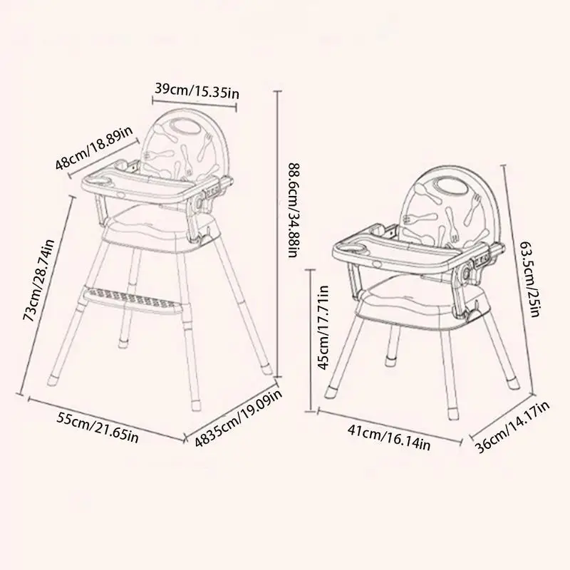 구매 아기 높은 의자 다기능 안전 먹이 만화 접이식 어린이 식사 의자 휴대용 유아용 의자 6-36 개월