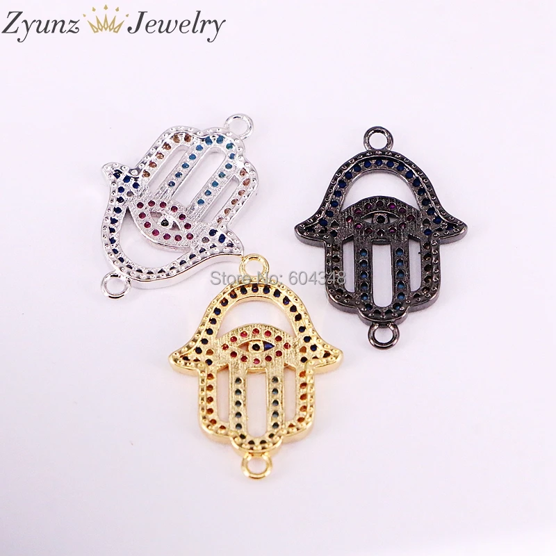 10 шт. браслет на руку Micro Pave из ZYZ333-5055 фианита Хамса регулируемый скользящий