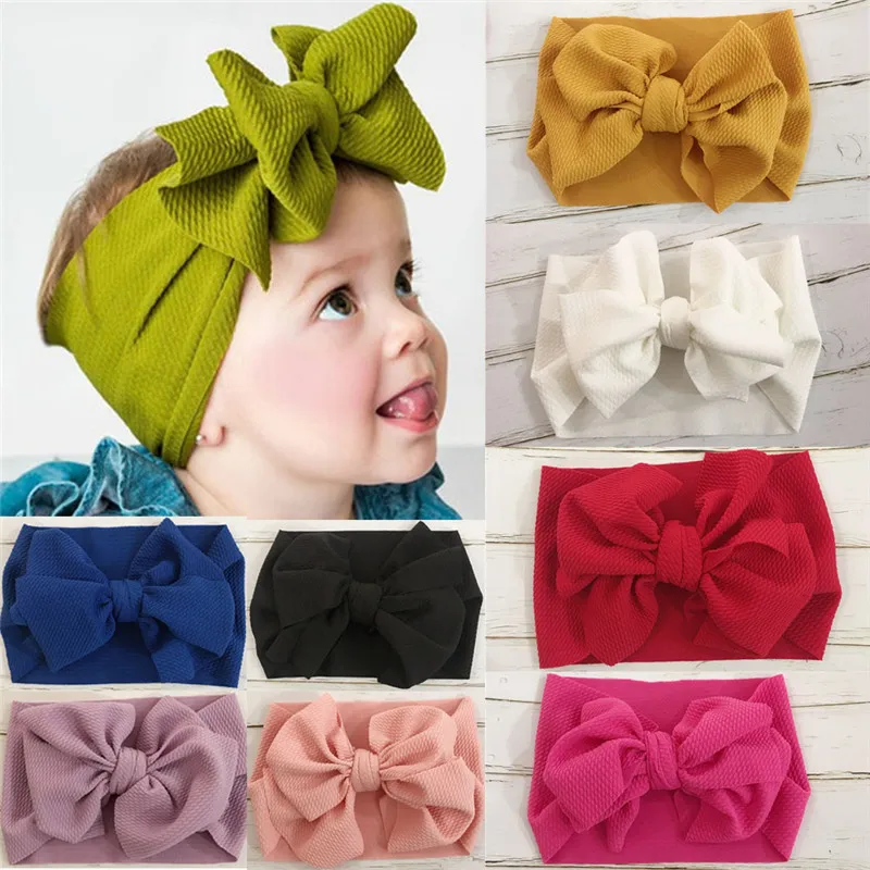 Cute Infant Baby Girl Solid Color Knot Turban soft Elastic Headband Headwear Hair Accessories Photography Props | Детская одежда и