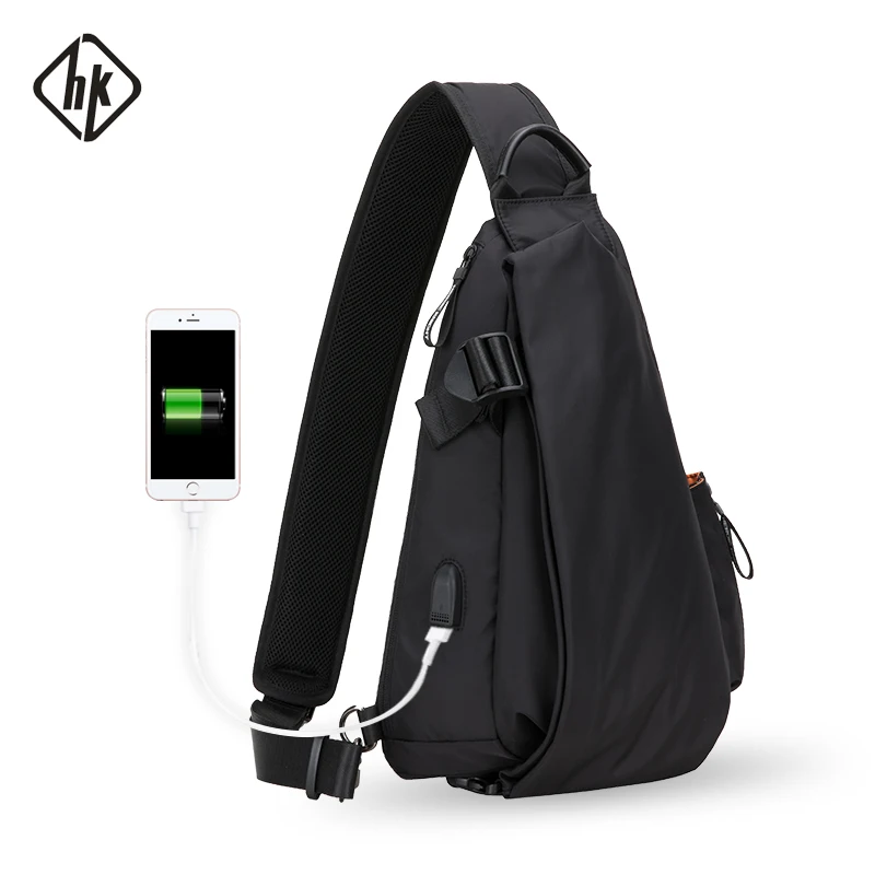 Многофункциональные модные сумки через плечо Hk мужские нагрудные с usb-зарядкой