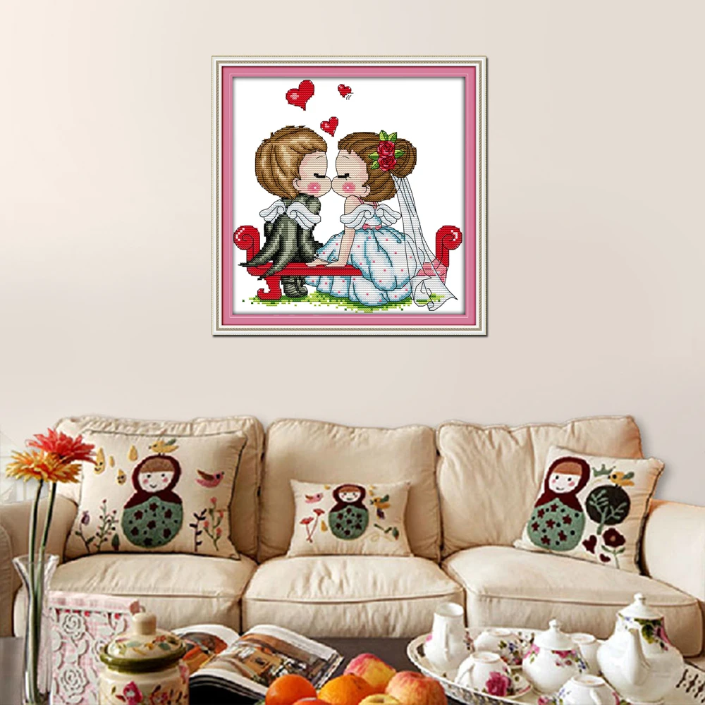Набор для вышивки целующиеся ангелы Joy Sunday 11CT 14CT оптовая продажа|joy sunday|cross stitch