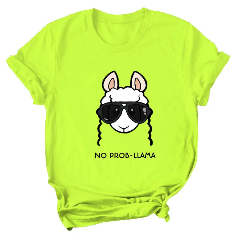 Женская футболка с принтом головы и ламы Anself повседневная хлопковая Футболка