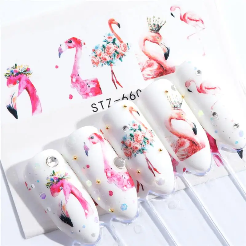 Новые украшения ногтей воды decals15pc/набор наклейки на ногти Сова Фламинго голова