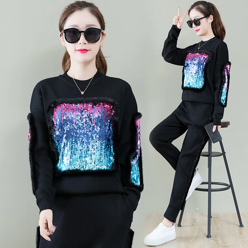 2018 зимние женские модные свободные топы с блестками и вышивкой пальто длинными