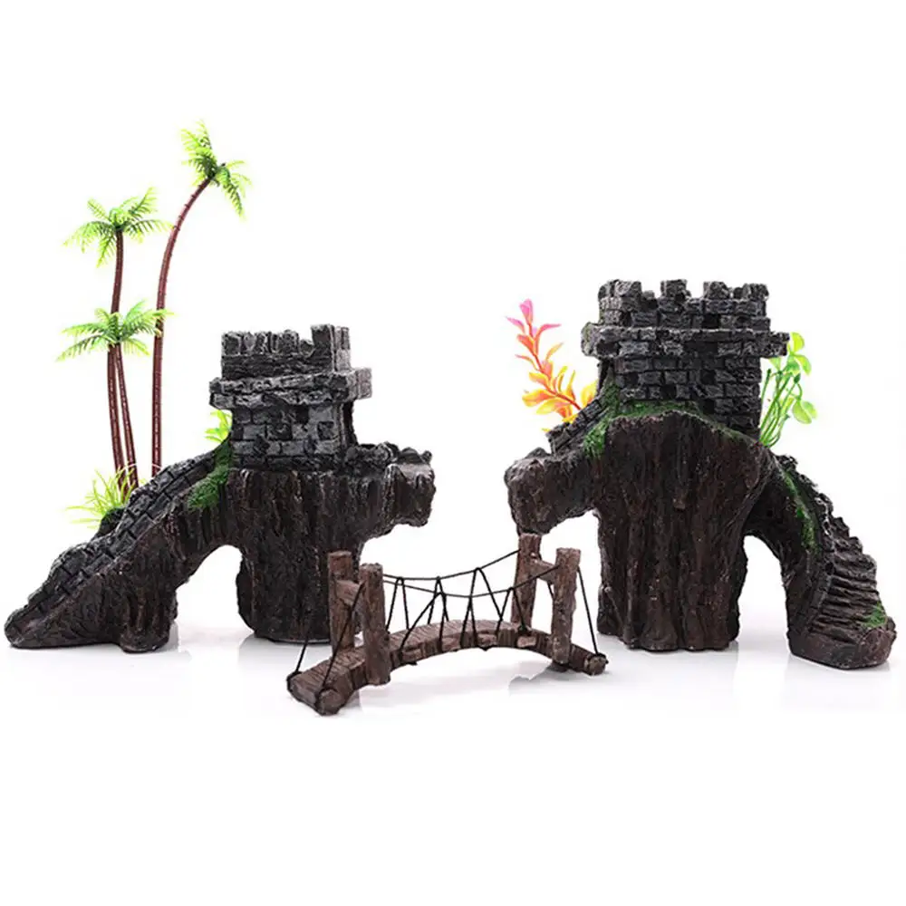 

Aquarium Decoration Resin Rope Bridge Water Grass Mountain Suspension Bridge Fish Tank Decoration