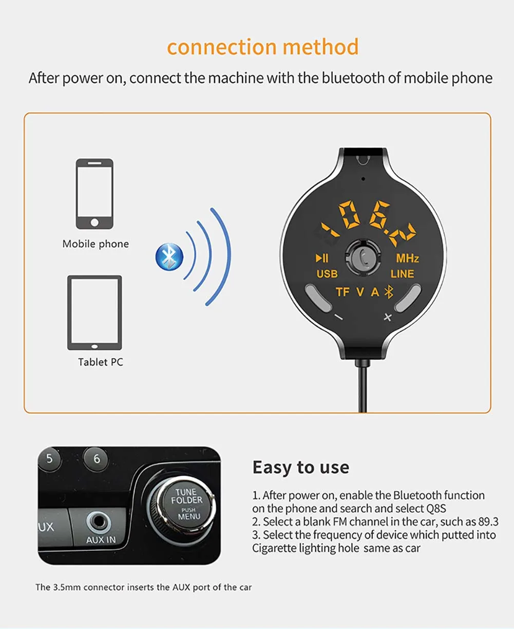 Автомобильный MP3 плеер с Bluetooth зарядное устройство для телефона/IPad умно через