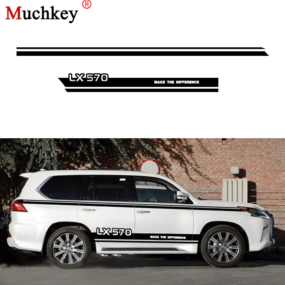 

DIY Custom Car body Stripes Stickers For Lexus LX570 Two Sides Body Decal Logo Sticker Decoration Decals Racing Sticker 200cm