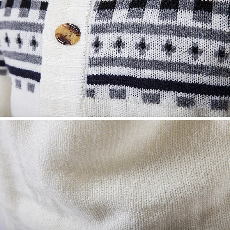 Geometric Snowflake Pattern Christmas Knitted Cardigan |