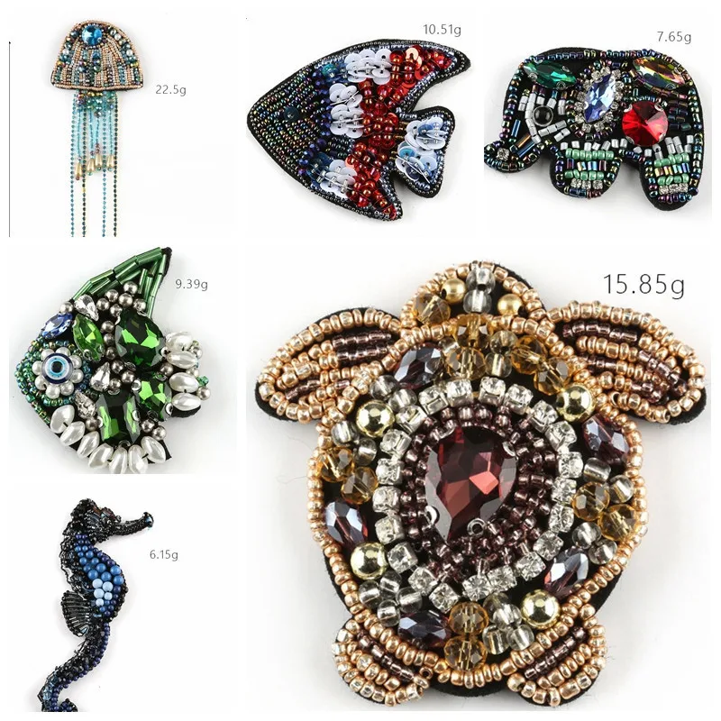 Exquisite Underwater world Sew-on Sea turtle Patches Badges Crystal Beads Appliques wholesale Jellyfish T-shirt Decor | Дом и сад