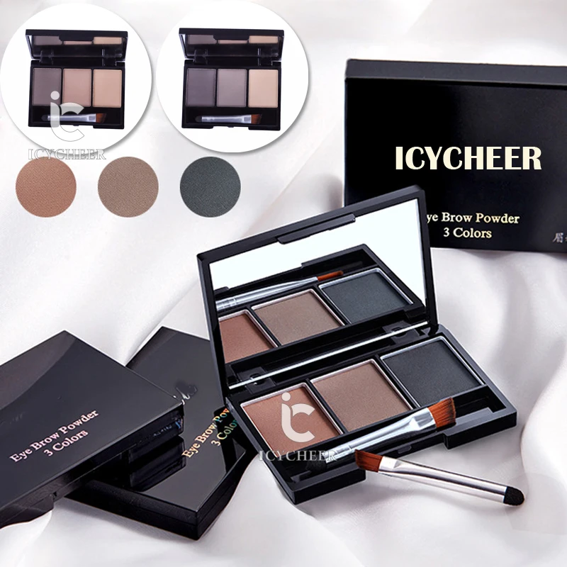 ICYCHEER водостойкие 3 цвета натуральный порошок для бровей макияж тени с кисточкой| |
