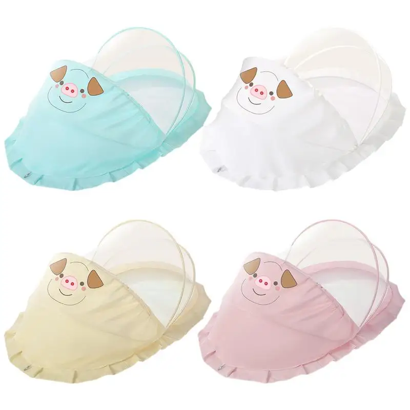 Cute Cartoon Baby Bed Crib Netting Children Mosquito Net Newborn Folding Self-expanding Tent For 0-2 Years Old | Мать и ребенок