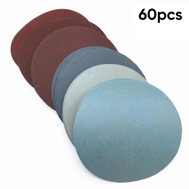 60 шт. набор 125 мм/5 дюймов 1000/1500/2000/3000/5000/7000 песочные шлифовальные бумажные диски с