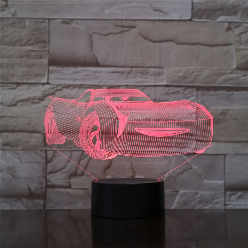 McQueen Route 66 ваш гоночный автомобиль 3D молния 7 цветов Лампа визуальные светодиодные