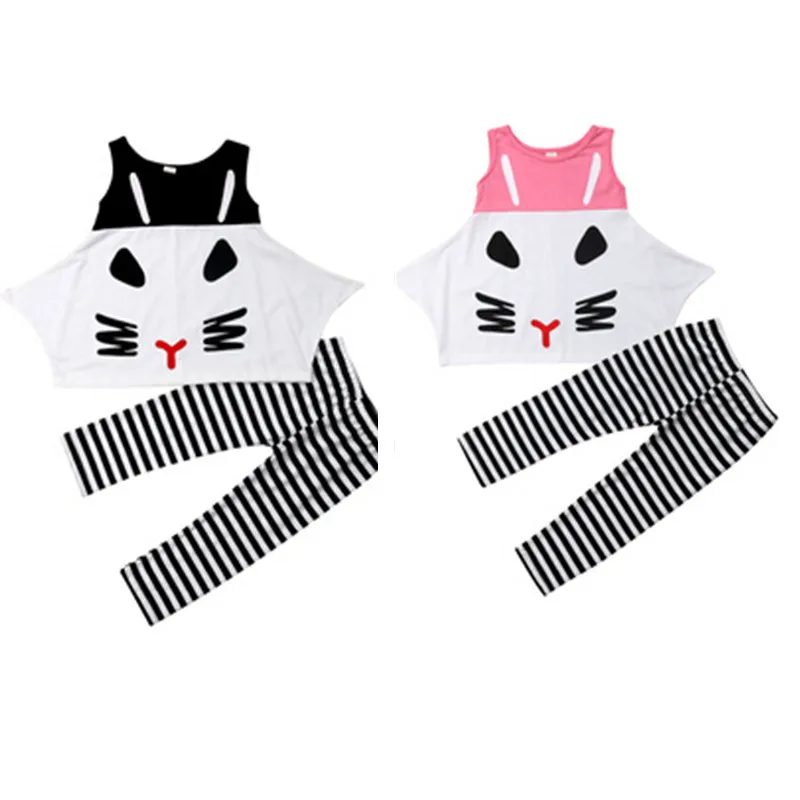 Комплект мягкой хлопковой одежды для маленьких девочек удобный топ без рукавов с