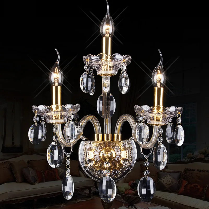 

large crystal wall lights for Living room bedroom E14 gold Led candle wall Sconce bedside Home led wall lighting Mirror light