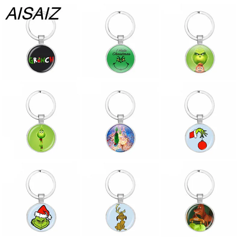 AISAIZ The Grinch брелок украшеное стекло ожерелье подвеска бижутерия ювелирные изделия