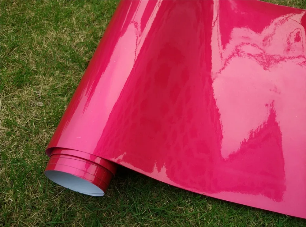 Ультра Глянцевая розовая красная виниловая обертка металлик пленка для