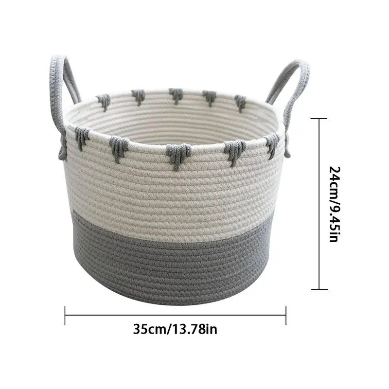 

Storage Basket Large Cotton Rope Toy Finishing Hamper Storage Basket For Laundry Hamper Diaper Nursery Toy Towel Shooting Props