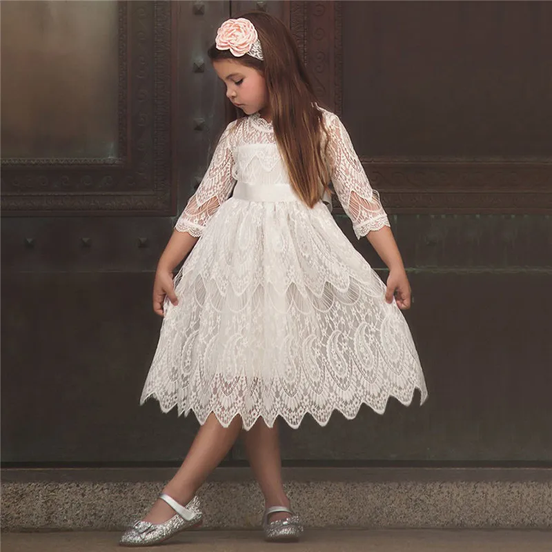 

Kids Baby Girls Dress Lace Flower Princess Ball Gown Tutu Dress Sleeveless Formal Party Pageant Wedding Bridesmaid Dresses 2-7T