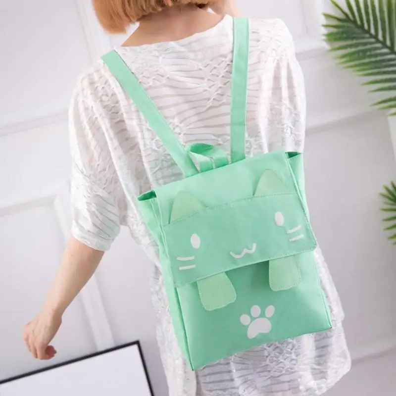 2019 женский милый кот рюкзак холщовые рюкзаки Kawaii школьная сумка для школьники