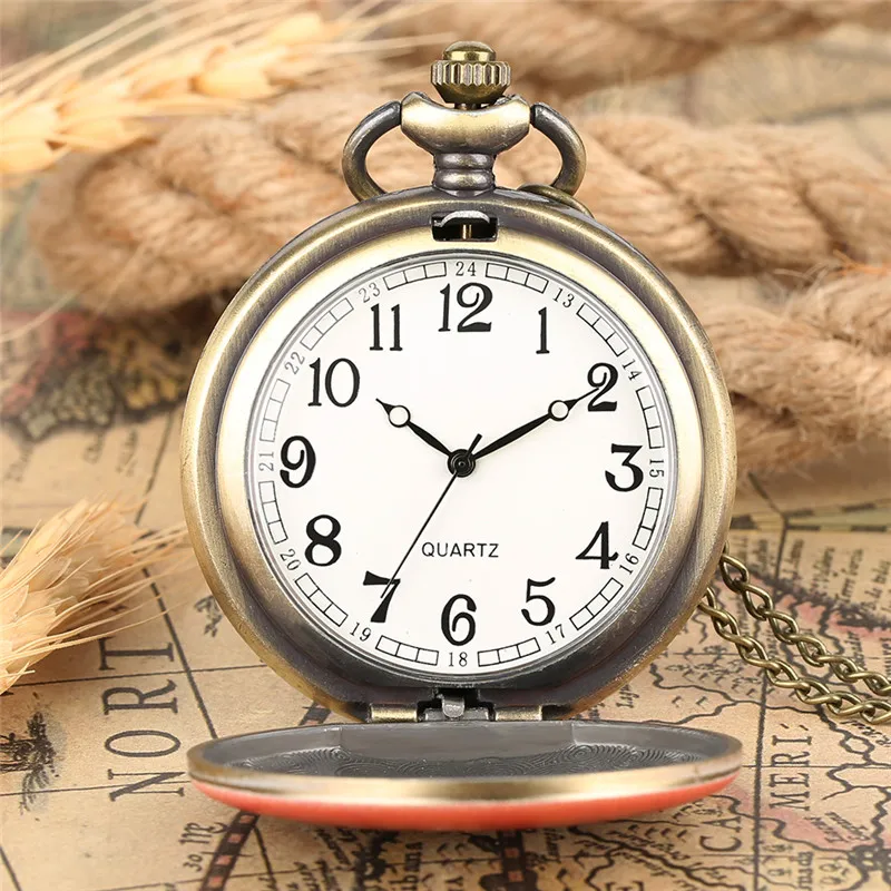 Женские карманные часы Reloj для мужчин и женщин с красным узором в виде снежинок