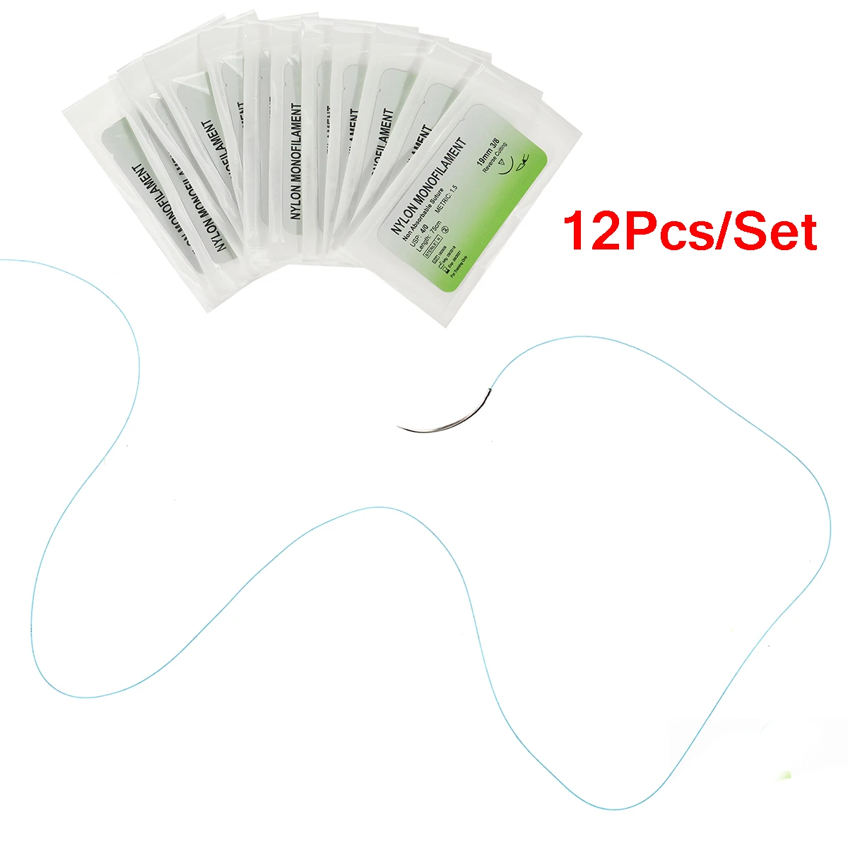 

12Pcs/set 75cm Nylon Monofilament Medical Thread With Needle Suture Training Practice to Improve Medical Technique Exercises