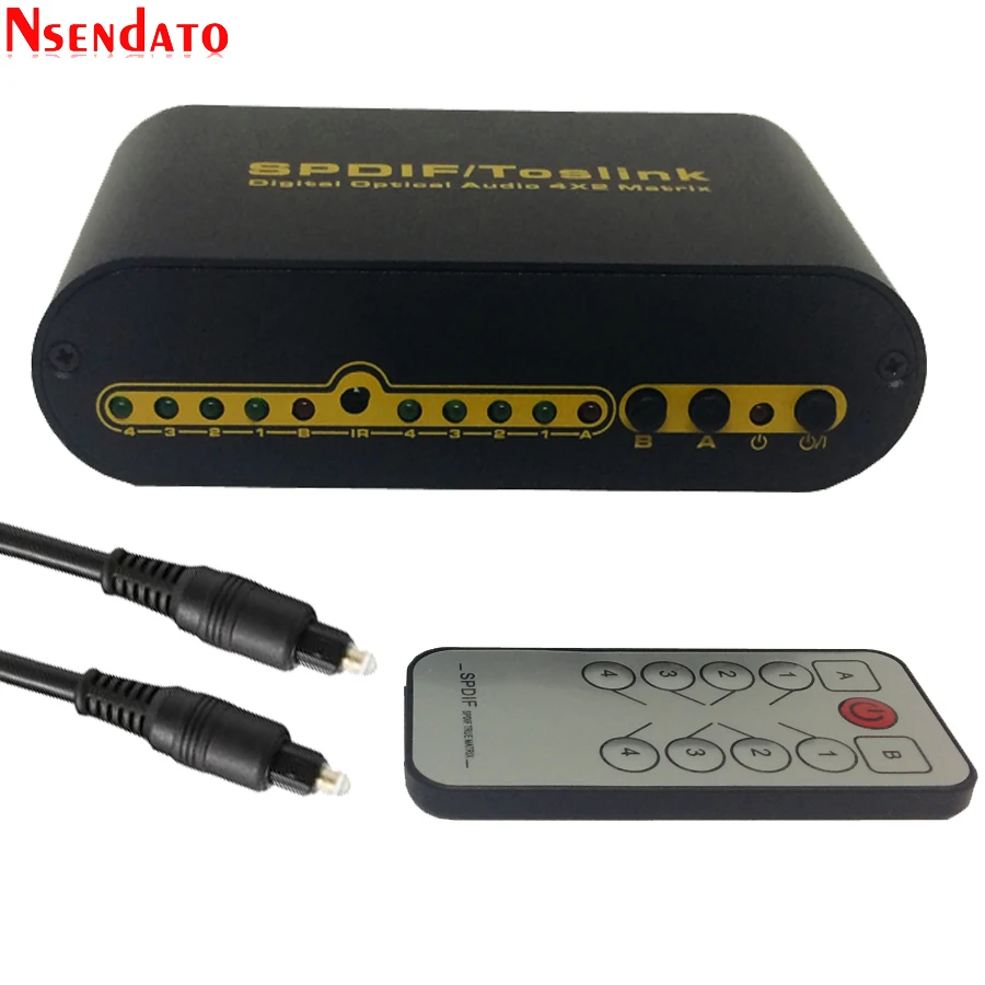 Spdif Toslink Цифровой оптический аудио истинная матрица 4x2 Переключатель сплиттер 4 в 2