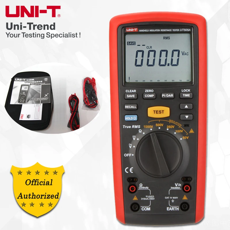 Ручной тестер сопротивления изоляции UNI T UT505A Мегомметр 1000 В истинное