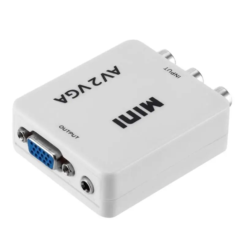 Mini HD AV2VGA Video Converter Box AV RCA CVBS to VGA HDTV Adapter for Set Top |