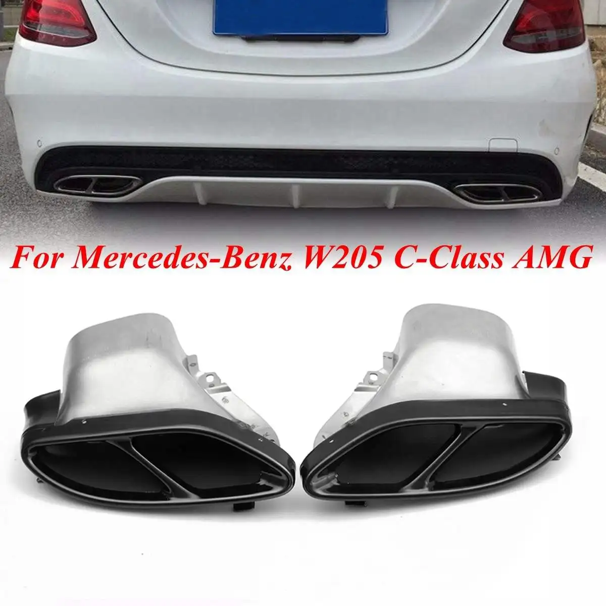 Пара задних трубок глушителя для Mercedes Benz W205 C class 2015 2016 2017 2018 2019