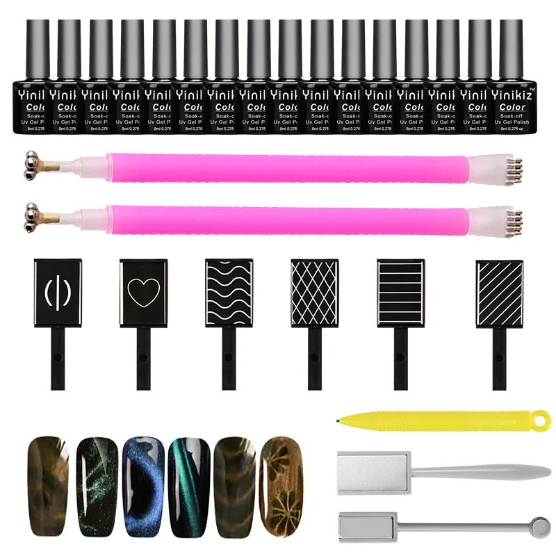 

Yinikiz 3D волшебный дизайн эффекты солнцезащитные очки "кошачий глаз" с магнитной застёжкой цветочный МАГНИТ ручка УФ-гель для ногтей DIY инстру...