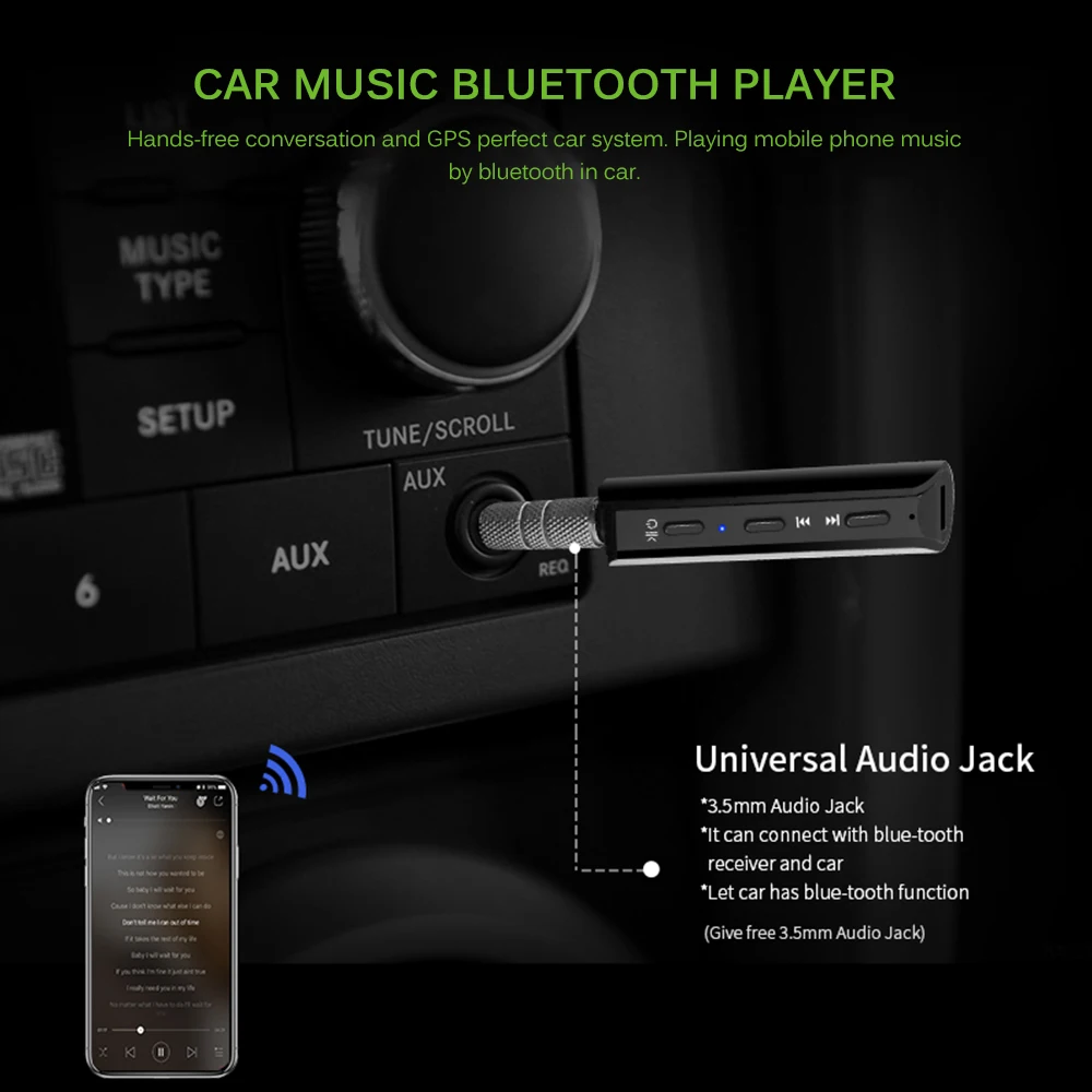 3 5 мм разъем Aux Hands-Free беспроводной автомобильный музыкальный bluetooth-плеер адаптер