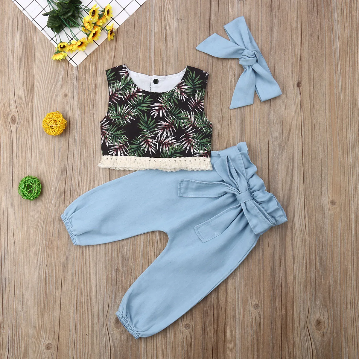 Новинка летний комплект одежды для маленьких девочек 1-6 лет без рукавов с