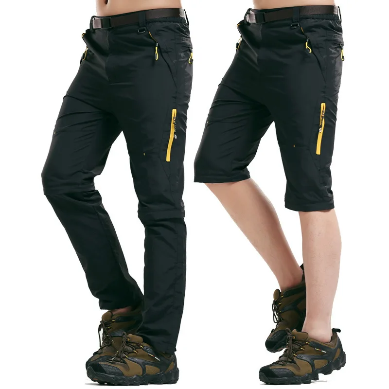 Летние мужские быстросохнущие дышащие съемные брюки 5XL уличные альпинистские
