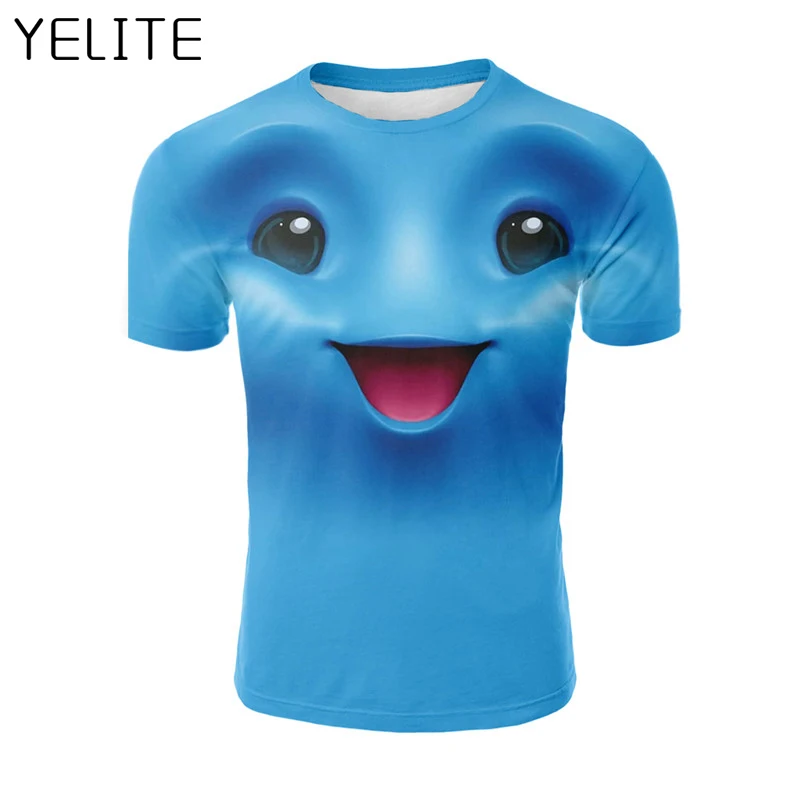 YELITE Новейшая 3D печать смайлик лицо целование Экспрессия футболка для мужчин