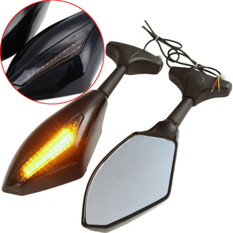 

evomos Side Mirrors For Kawasaki ZX6R/ZX636/ZX6RR ZX-9R/ZX-9 ZX10R ZX12R ZX14/ZZR1400 ER6F Z750S With Built-in LED Turn Signals