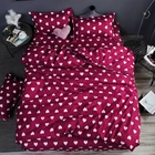 Комплект постельного белья из 4 предметов, комплект белья с наволочкой и пододеяльником, с рисунком красного сердца, с птицами, с листьями, 55