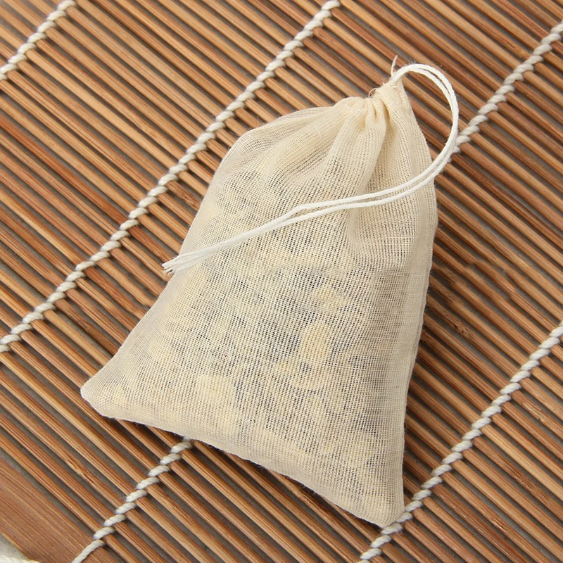 10 шт./лот пустые чайные пакетики хлопок Муслин Drawstring ситечко чай фильтр мешок