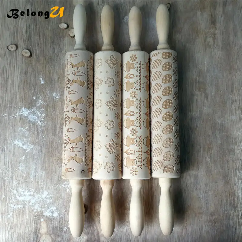 Easter Wood Rolling Pin Party Holiday DIY Decorations for Bakeware Cake Pizza Cookie Tools Baking Pastry Tool Pins Decor | Дом и сад