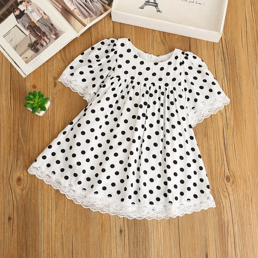 Bear Leader Girls Dress 2019 Lovely Style Short Sleeve Dot Printing Design for Kids Round Collar Children Clothing For3-8Y | Детская