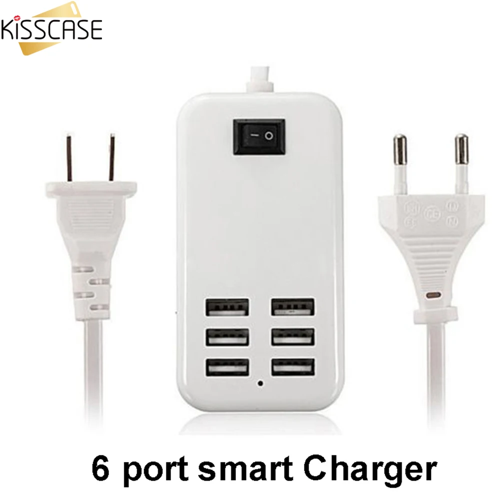 KISSCASE 6 портов USB зарядное устройство для iPhone Xiaomi Huawei путешествия Быстрая зарядка