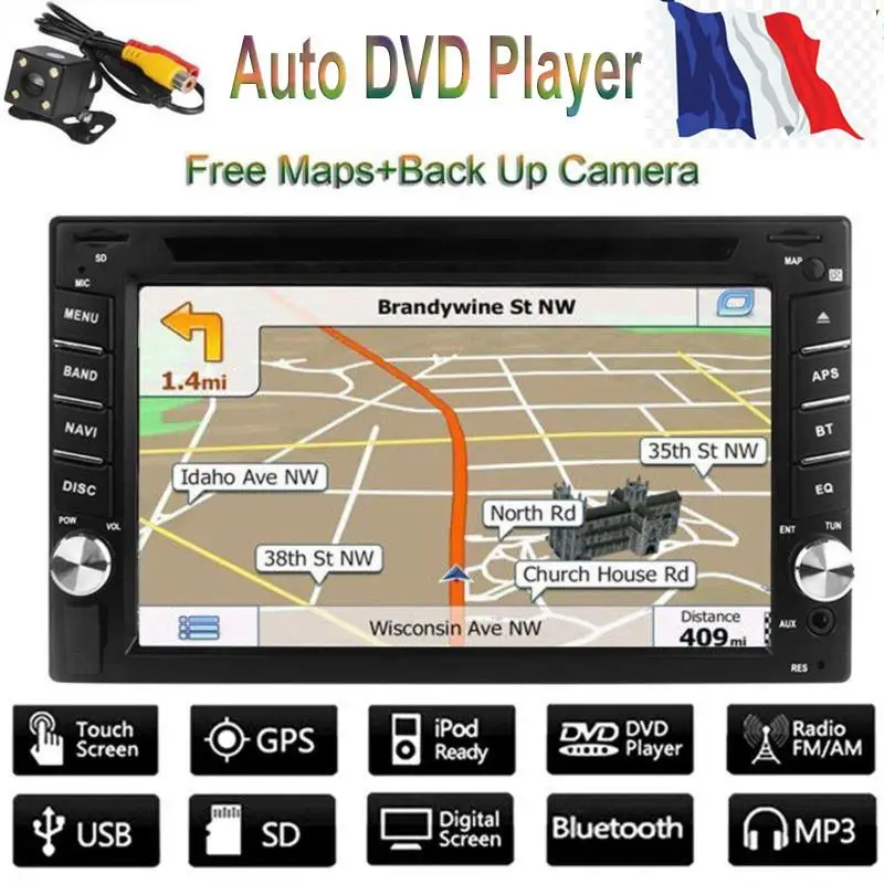 Автомобильный GPS навигатор HD 2DIN Bluetooth автомобильный стерео DVD плеер с сенсорным