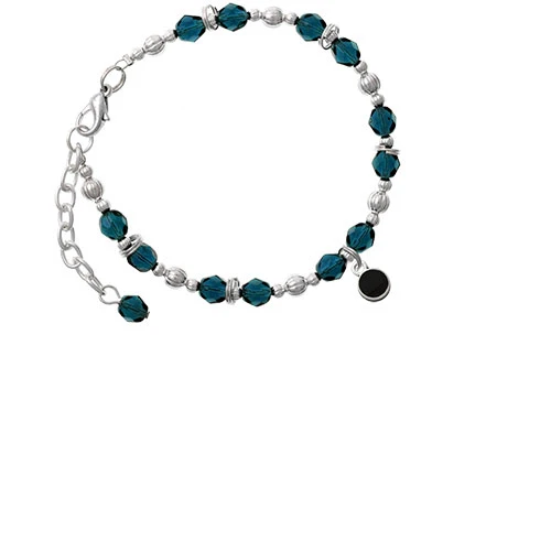 Хоккейная Шайба темно-браслет с голубыми бусинами |