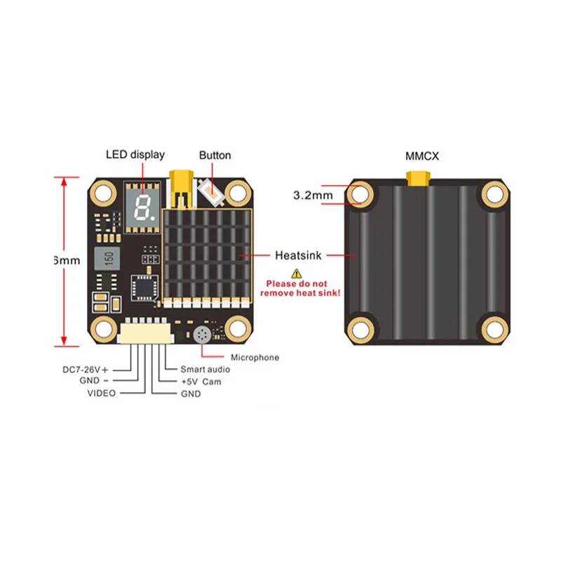 

AKK FX2-Dominator 250mW/500mW/1000mW/2000mW Switched Smart Audio 5.8Ghz 40CH FPV Transmitter Raceband Sender & MIC